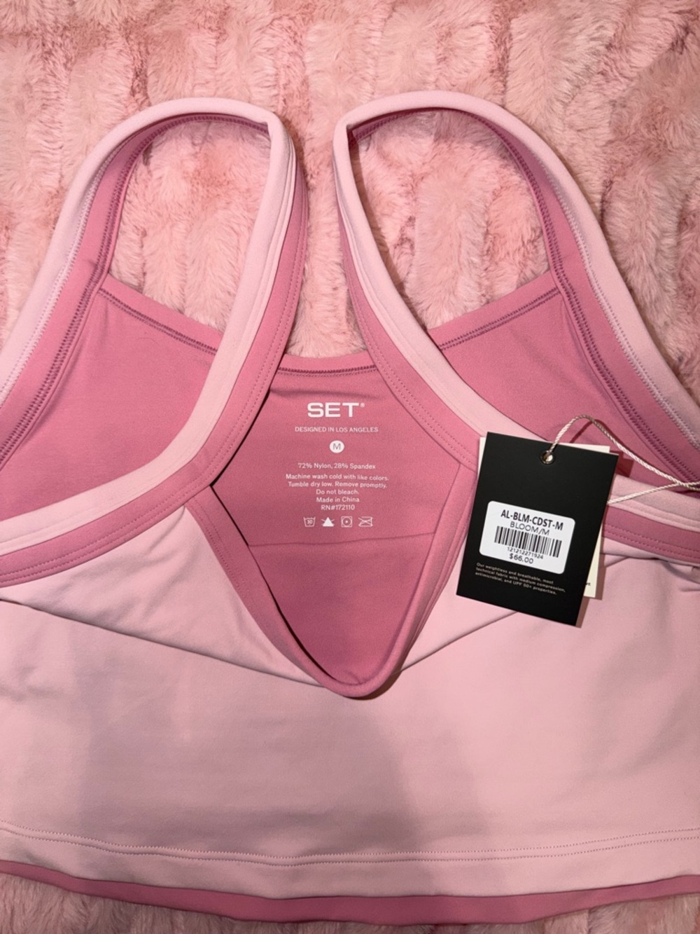 bloom Light Pink Crop Tank & High-Waist Biker Shorts Set - Picture 4 of 7